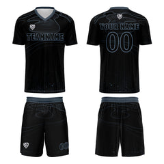 Benutzerdefinierte Schwarz Haze Blau Trikots für Männer Frauen Personalisierte Fußball Uniformen für Erwachsene und Kind