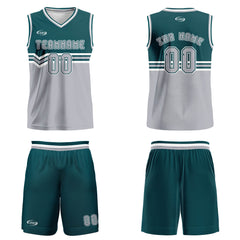 Benutzerdefinierter Grün Grau Weiß Basketball Jersey Uniform Anzug gedruckt Ihr Logo Name Nummer