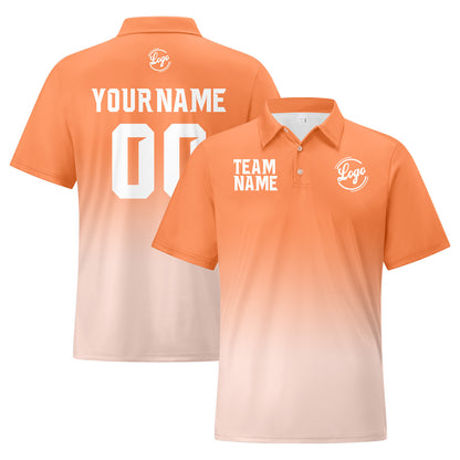 Benutzerdefinierte Lichtorange Lichtrosa Fußball Gradient Polo-Shirts Fügen Sie Ihr Einzigartiges hinzu Logo/Name/Nummer