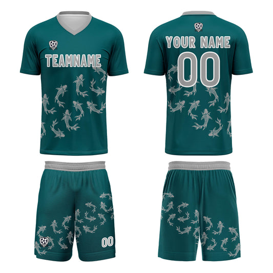 Benutzerdefinierte Dunkel Grün Trikots für Männer Frauen Personalisierte Fußball Uniformen für Erwachsene und Kind