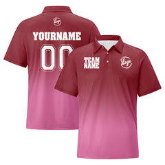 Benutzerdefinierte Burgund Rosa Fußball Gradient Polo-Shirts Fügen Sie Ihr Einzigartiges hinzu Logo/Name/Nummer