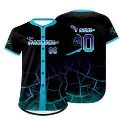 Benutzerdefiniert Schwarz Himmelblau Lila Personalisierter Baseball Jersey mit Farbverlauf Team Uniform mit Namen und Nummer