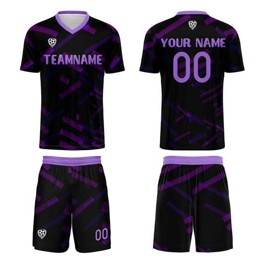 Benutzerdefinierte Schwarz Lila Fußball Trikots für Männer Frauen Personalisierte Fußball Uniformen für Erwachsene und Kind