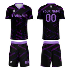 Benutzerdefinierte Schwarz Lila Fußball Trikots für Männer Frauen Personalisierte Fußball Uniformen für Erwachsene und Kind