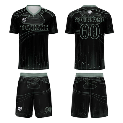 Benutzerdefinierte Schwarz Hellgrün Trikots für Männer Frauen Personalisierte Fußball Uniformen für Erwachsene und Kind