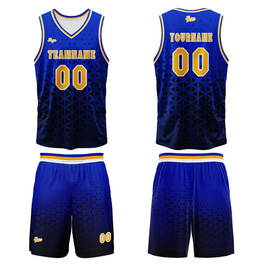 Benutzerdefinierter Blau  Orange Basketball Jersey Uniform Anzug gedruckt Ihr Logo Name Nummer