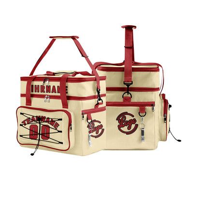 Maßgeschickerte Cremarot vollflächig bedruckte isolierte Kühltasche mit Doppelwand Wasserdichte 600D Oxford Picknick-Tragetasche für Teamevents & Outdoor-Grillen