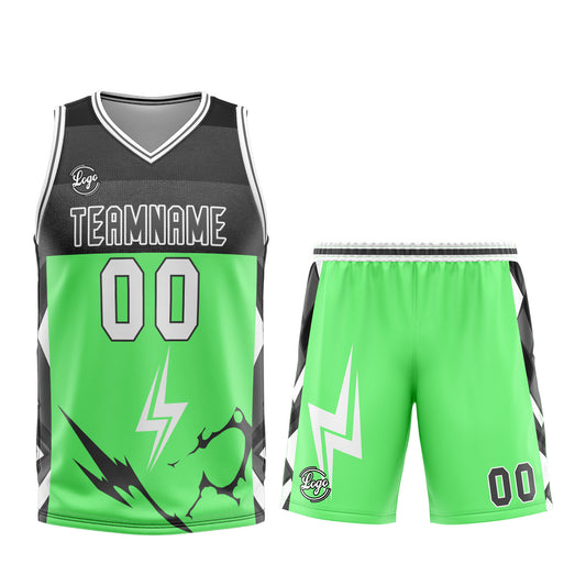 Benutzerdefinierter Grün Grau Basketball Jersey Uniform Anzug gedruckt Ihr Logo Name Nummer