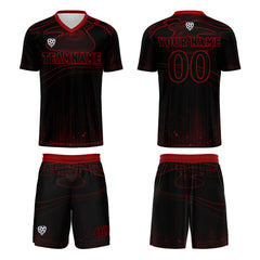 Benutzerdefinierte Schwarz Rot Trikots für Männer Frauen Personalisierte Fußball Uniformen für Erwachsene und Kind