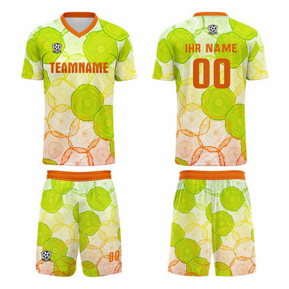 Benutzerdefinierte Grün Orange Gradient Trikots für Männer Frauen Personalisierte Fußball Uniformen für Erwachsene und Kind