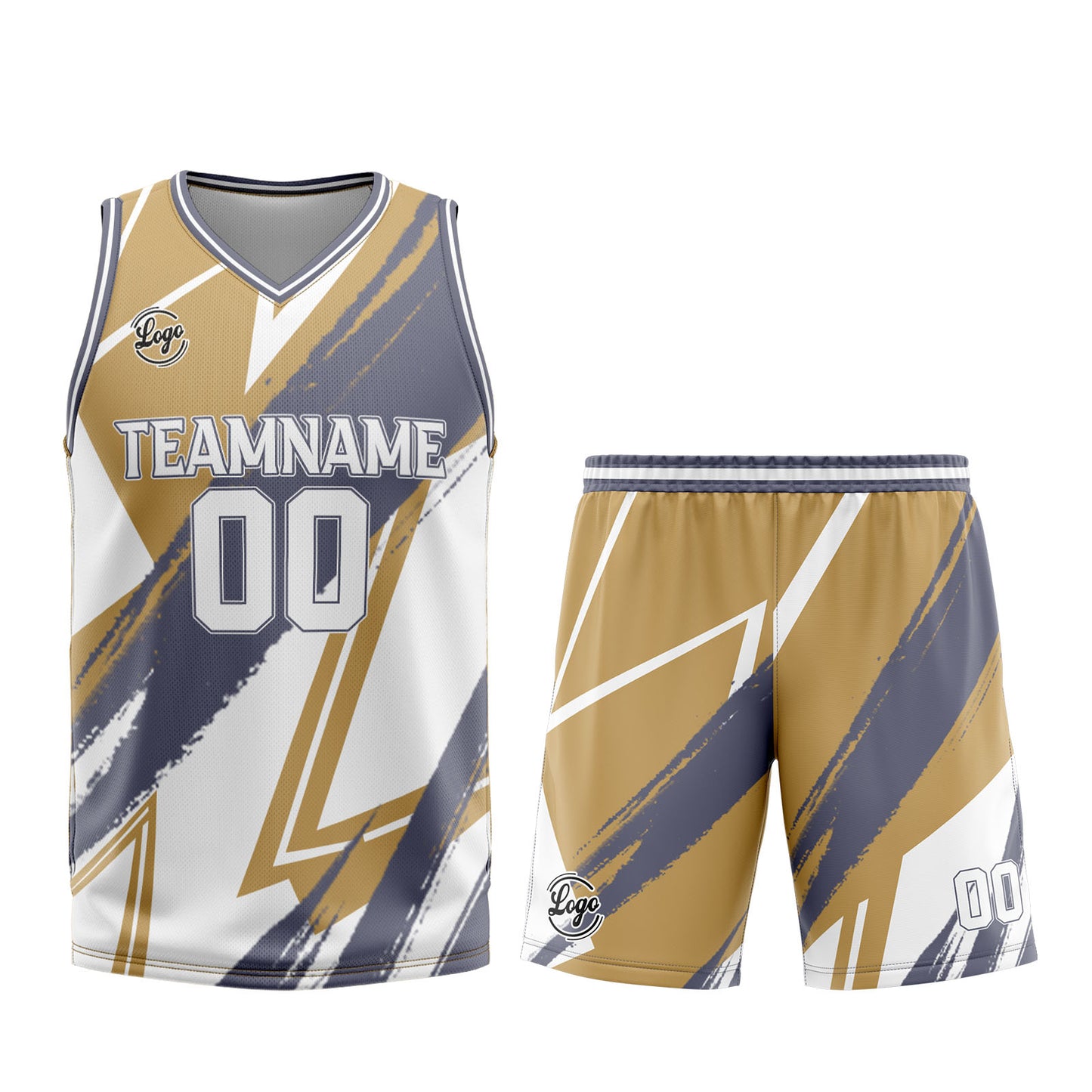 Benutzerdefinierter Braun Grau Basketball Jersey Uniform Anzug gedruckt Ihr Logo Name Nummer