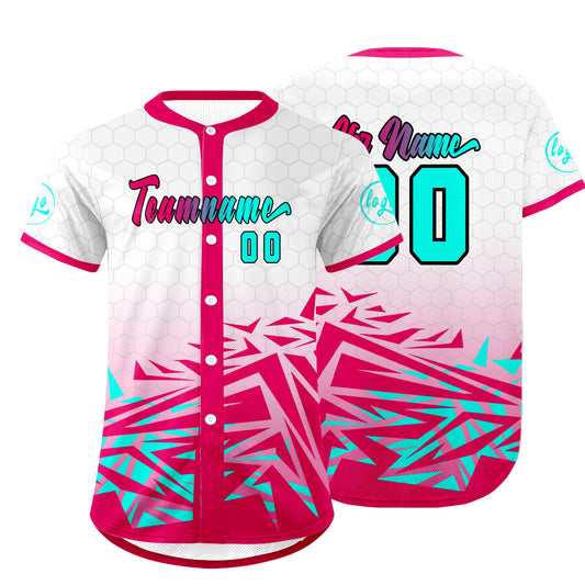 Benutzerdefiniert Rosa Cyan Personalisierter Baseball Jersey mit Farbverlauf Team Uniform mit Namen und Nummer
