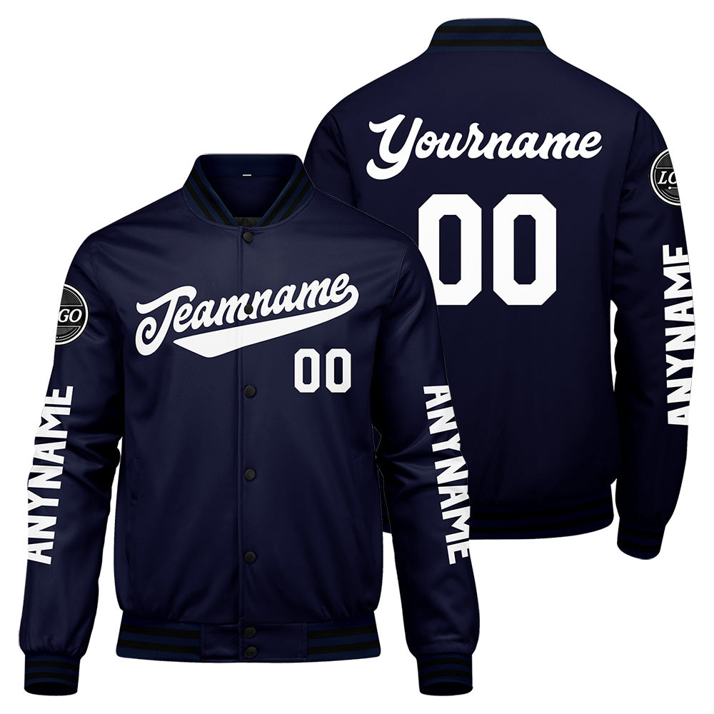 Maßgeschneiderte Marine Letterman Varsity Jacket Individuelle Stickerei Druck nach Ihrem Wunsch