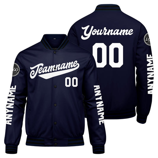 Maßgeschneiderte Marine Letterman Varsity Jacket Individuelle Stickerei Druck nach Ihrem Wunsch