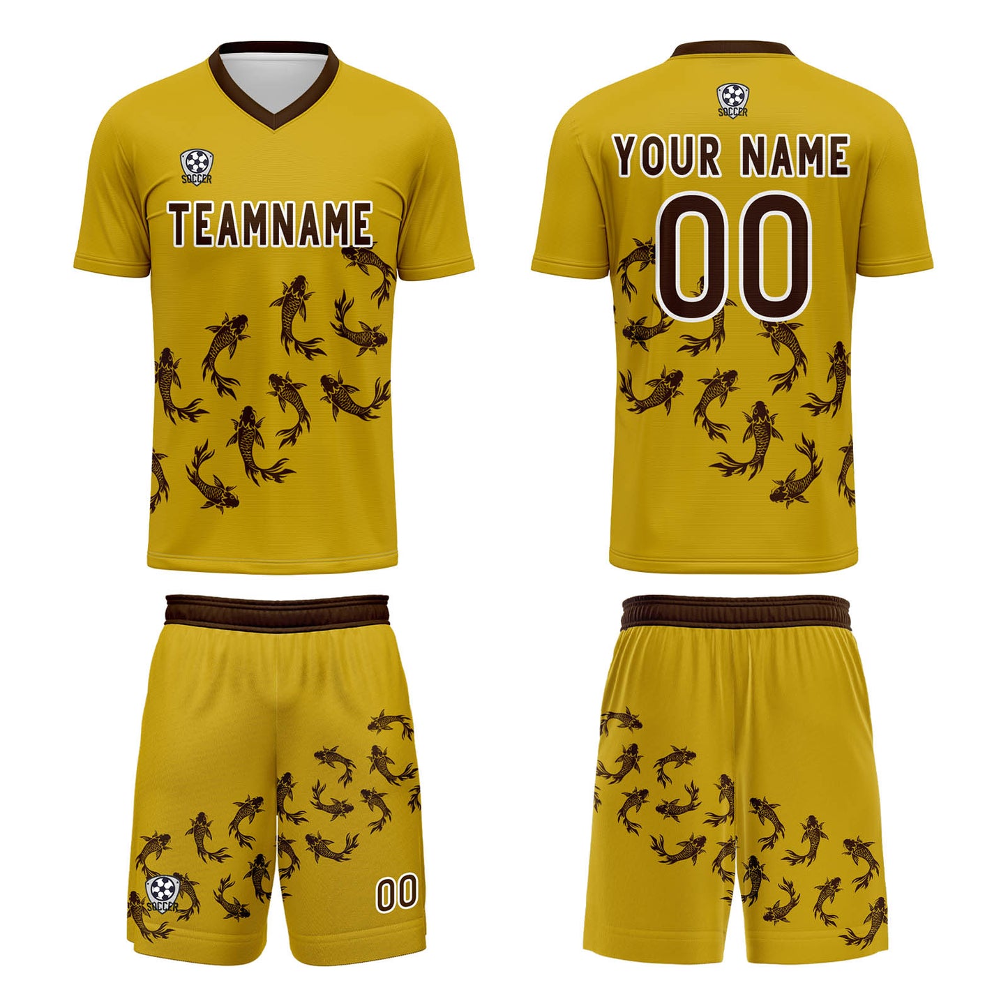 Benutzerdefinierte Gelb Trikots für Männer Frauen Personalisierte Fußball Uniformen für Erwachsene und Kind