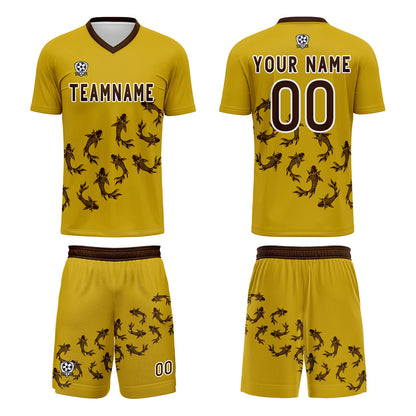 Benutzerdefinierte Gelb Trikots für Männer Frauen Personalisierte Fußball Uniformen für Erwachsene und Kind