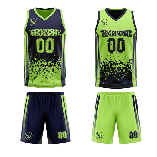 Benutzerdefinierte Marinegrün Reversible Basketball Jersey Personalisierte Drucken Name Nummer Logo