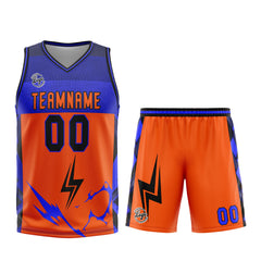 Benutzerdefinierter Orange Blau Basketball Jersey Uniform Anzug gedruckt Ihr Logo Name Nummer