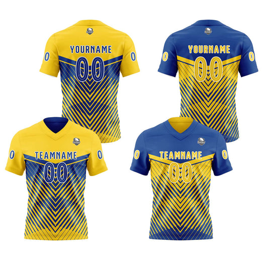 Benutzerdefinierte Gelb Blau Reversibel Fußball Trikot Personalisierte Gradient Fußball Shirts für Männer gedruckt Team Name Nummer Logo