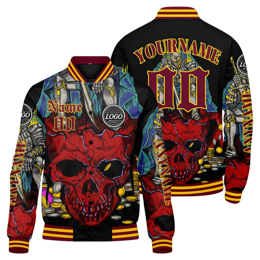 Maßgeschneiderte Rot Letterman Varsity Jacket Individuelle Stickerei Druck nach Ihrem Wunsch