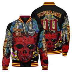 Maßgeschneiderte Rot Letterman Varsity Jacket Individuelle Stickerei Druck nach Ihrem Wunsch