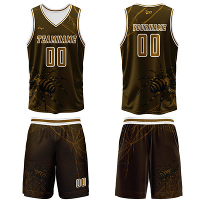 Benutzerdefinierter Braun Basketball Jersey Uniform Anzug gedruckt Ihr Logo Name Nummer