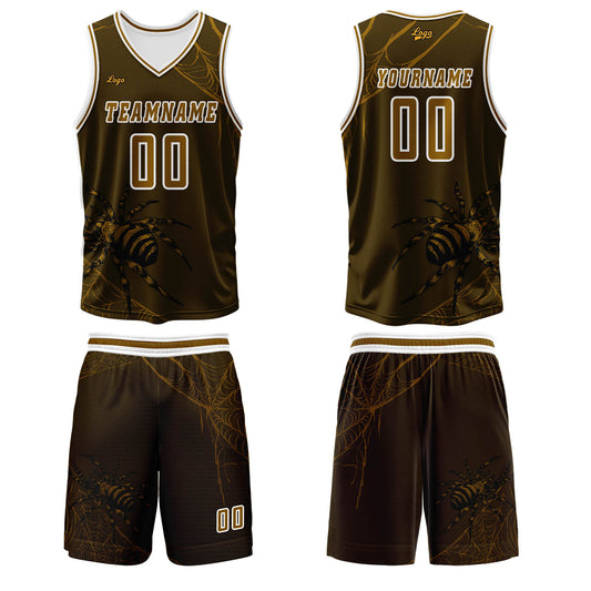 Benutzerdefinierter Braun Basketball Jersey Uniform Anzug gedruckt Ihr Logo Name Nummer