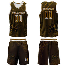 Benutzerdefinierter Braun Basketball Jersey Uniform Anzug gedruckt Ihr Logo Name Nummer