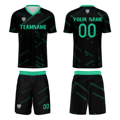 Benutzerdefinierte Schwarz Gras Grün Fußball Trikots für Männer Frauen Personalisierte Fußball Uniformen für Erwachsene und Kind