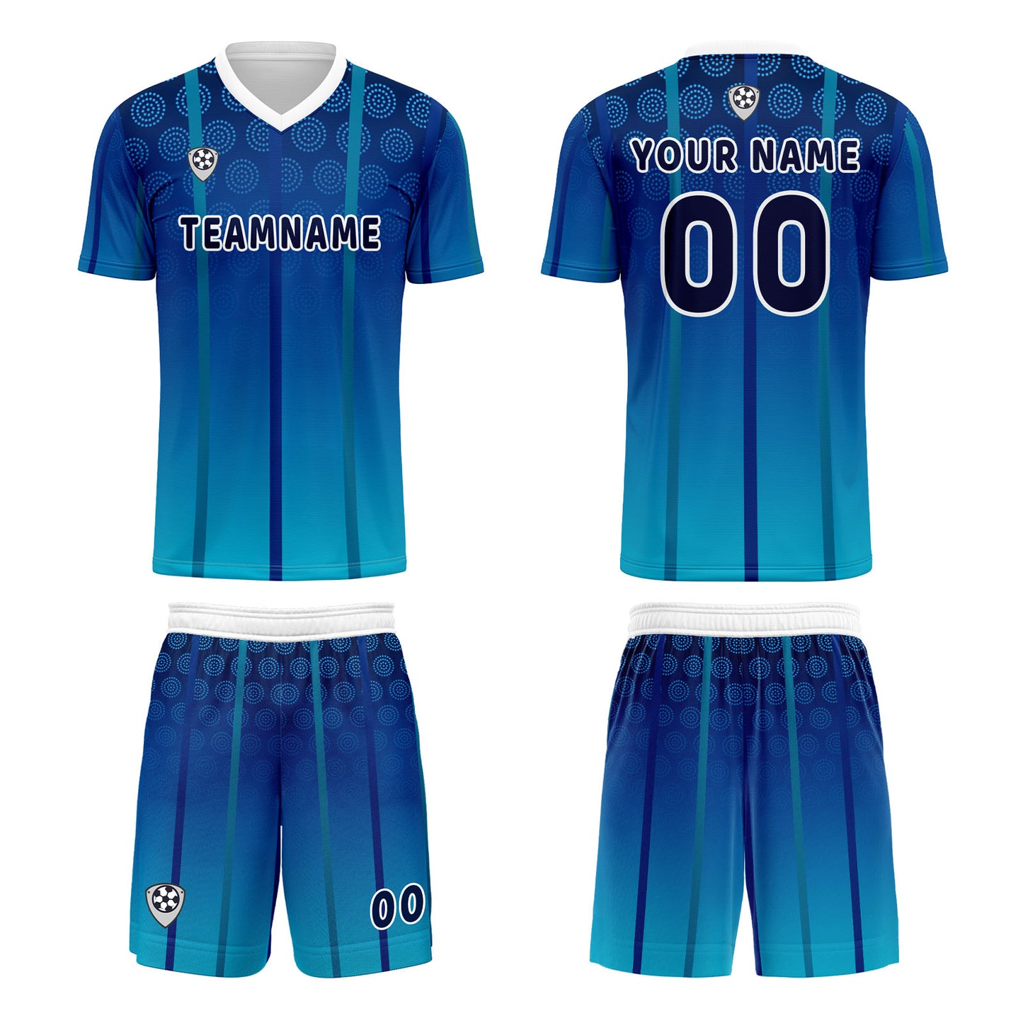 Benutzerdefinierte Blau Trikots für Männer Frauen Personalisierte Fußball Uniformen für Erwachsene und Kind