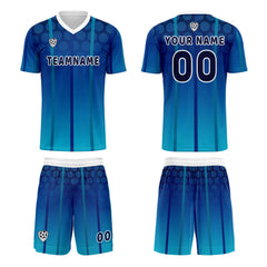 Benutzerdefinierte Blau Trikots für Männer Frauen Personalisierte Fußball Uniformen für Erwachsene und Kind