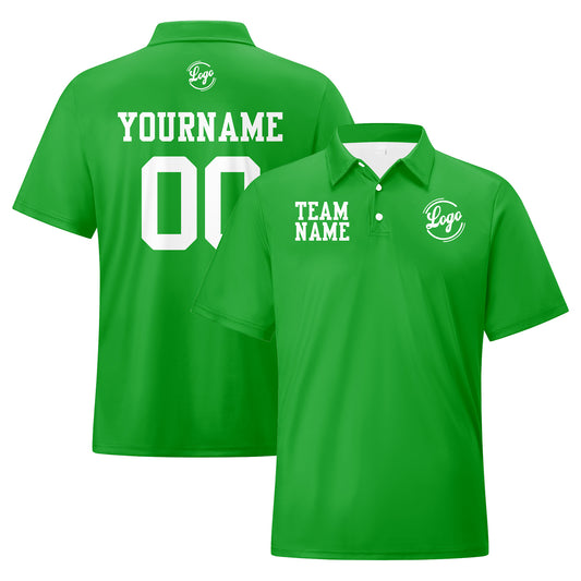 Benutzerdefinierte Grün Weiß Fußball Polo-Shirts Fügen Sie Ihr Einzigartiges hinzu Logo/Name/Nummer