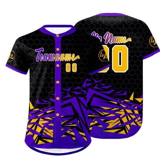 Benutzerdefiniert Schwarz Lila Personalisierter Baseball Jersey mit Farbverlauf Team Uniform mit Namen und Nummer