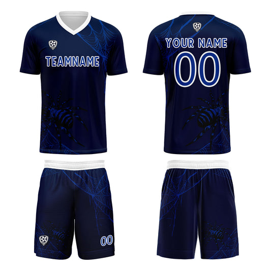 Benutzerdefinierte Blau Trikots für Männer Frauen Personalisierte Fußball Uniformen für Erwachsene und Kind