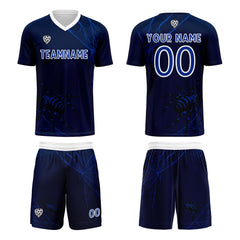 Benutzerdefinierte Blau Trikots für Männer Frauen Personalisierte Fußball Uniformen für Erwachsene und Kind