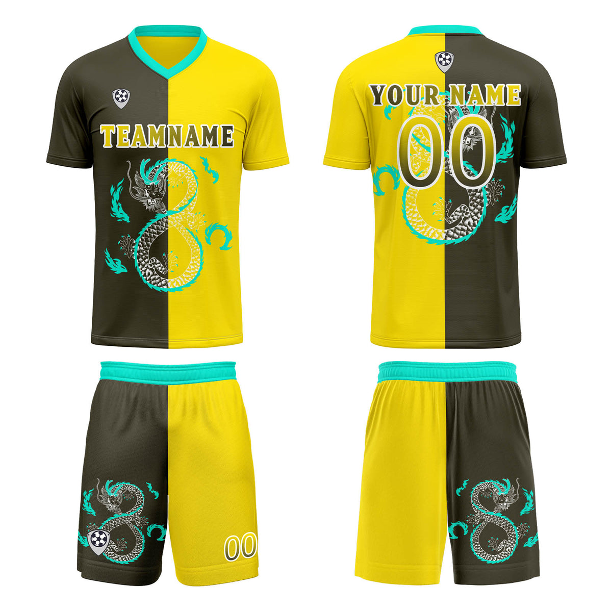 Benutzerdefinierte Gelb Olivgrün Trikots für Männer Frauen Personalisierte Fußball Uniformen für Erwachsene und Kind