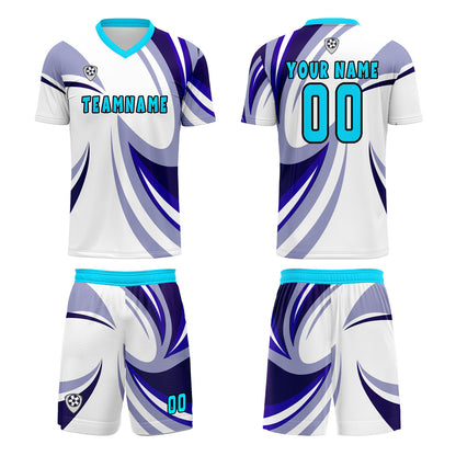 Benutzerdefinierte Weiß Lila Trikots für Männer Frauen Personalisierte Fußball Uniformen für Erwachsene und Kind