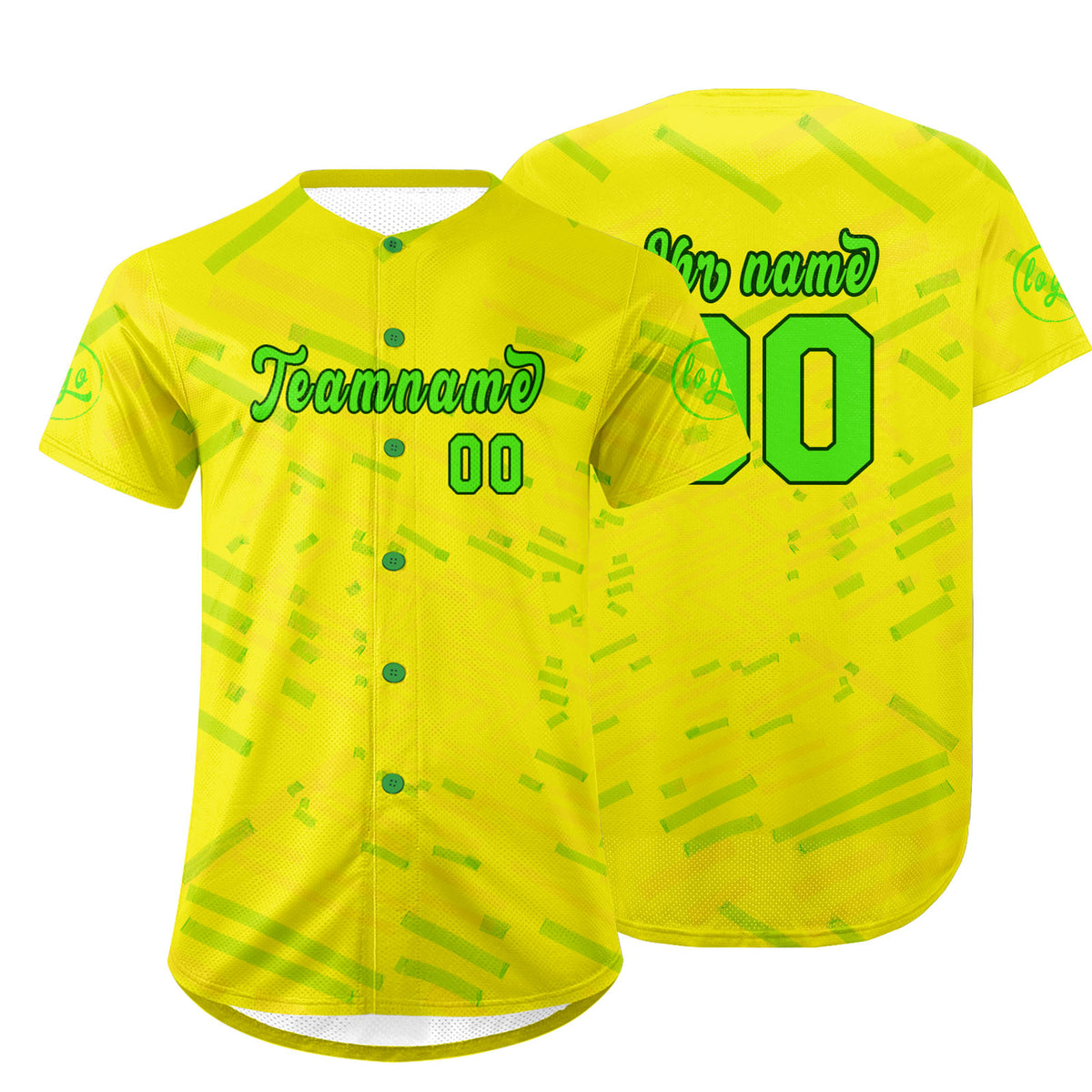 Benutzerdefiniert Gelb Grün Personalisierter Baseball Jersey mit Farbverlauf Team Uniform mit Namen und Nummer