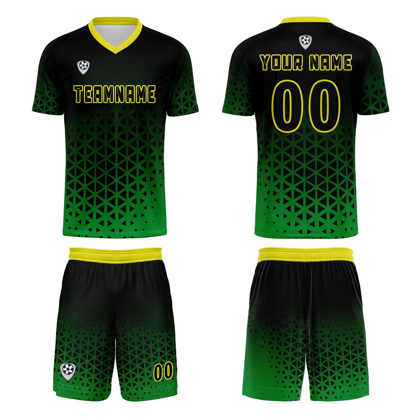 Benutzerdefinierte Grün Gelb Trikots für Männer Frauen Personalisierte Fußball Uniformen für Erwachsene und Kind