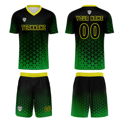 Benutzerdefinierte Grün Gelb Trikots für Männer Frauen Personalisierte Fußball Uniformen für Erwachsene und Kind