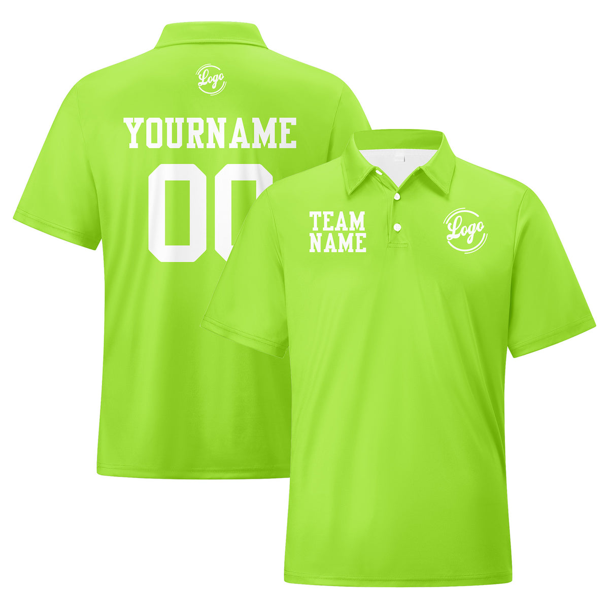 Benutzerdefinierte Hellgrün Weiß Fußball Polo-Shirts Fügen Sie Ihr Einzigartiges hinzu Logo/Name/Nummer