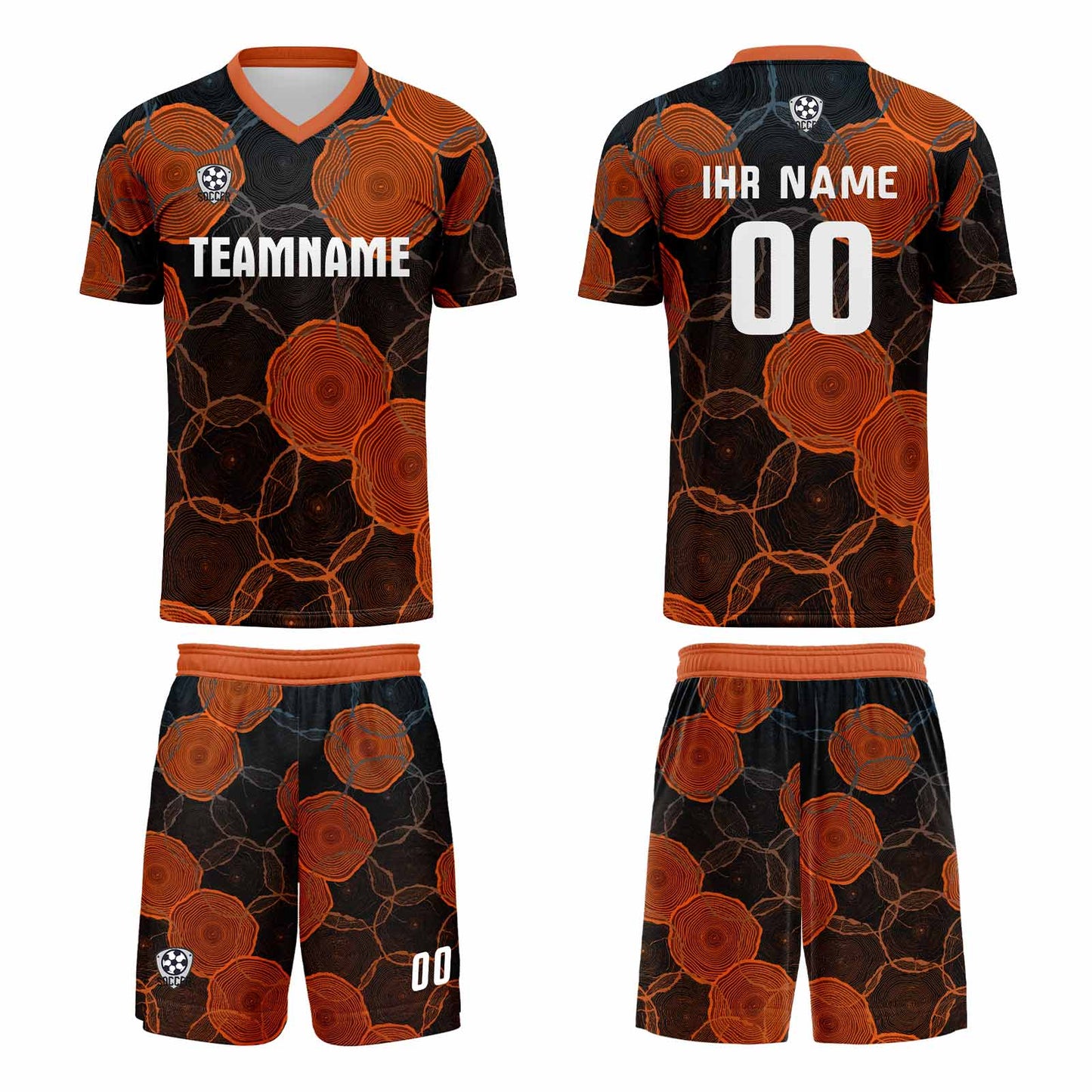 Benutzerdefinierte Schwarz Orange Trikots für Männer Frauen Personalisierte Fußball Uniformen für Erwachsene und Kind