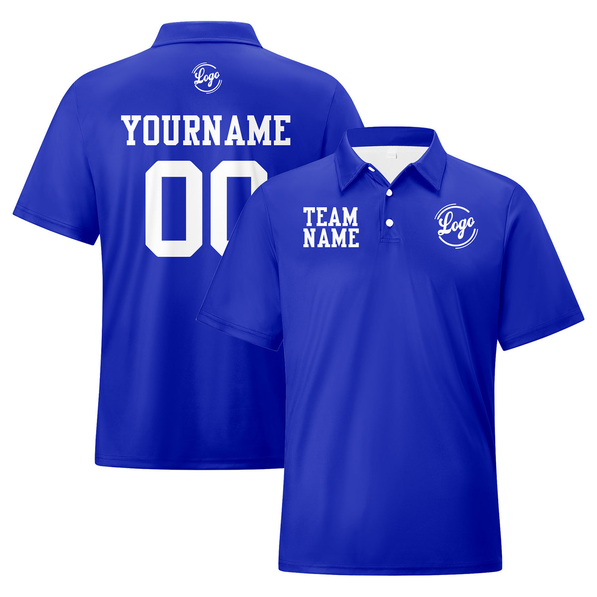 Benutzerdefinierte Royal Weiß Fußball Polo-Shirts Fügen Sie Ihr Einzigartiges hinzu Logo/Name/Nummer