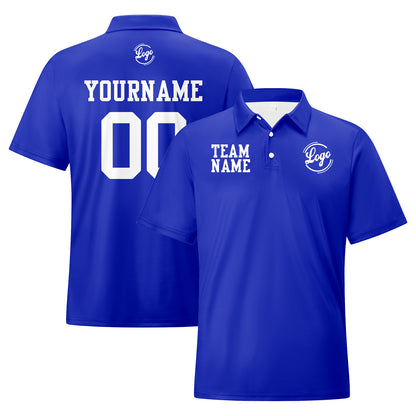 Benutzerdefinierte Royal Weiß Fußball Polo-Shirts Fügen Sie Ihr Einzigartiges hinzu Logo/Name/Nummer