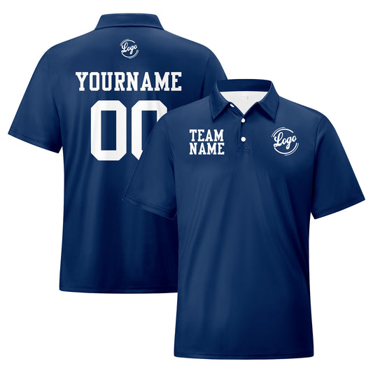 Benutzerdefinierte Marine Weiß Fußball Polo-Shirts Fügen Sie Ihr Einzigartiges hinzu Logo/Name/Nummer