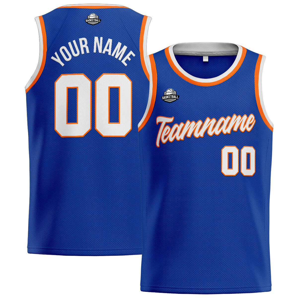 Benutzerdefinierte Authentisch  Basketball Trikot Royal-Weiß-Orange