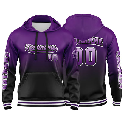 Benutzerdefinierter Lila Schwarz Hoodie für Mann, Frau, Mädchen, Junge. Drucken Sie Ihr Logo, Ihren Namen und Ihre Nummer