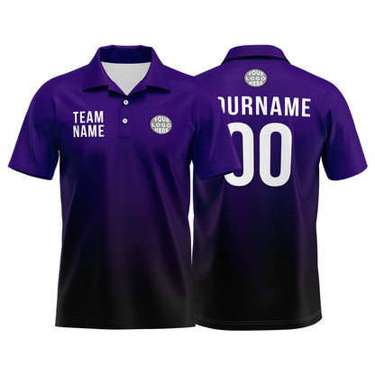 Benutzerdefinierte Lila Schwarz Fußball Polo-Shirts Fügen Sie Ihr Einzigartiges hinzu Logo/Name/Nummer