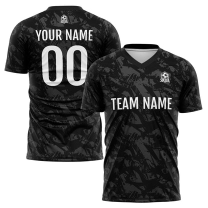 Benutzerdefinierte Schwarz Grau Fußball Trikots für Männer Frauen Personalisierte Fußball Uniformen für Erwachsene und Kind