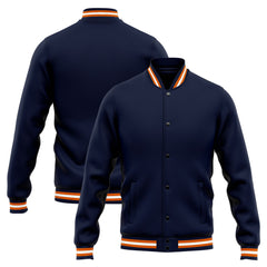 Benutzerdefinierte Varsity-Jacke. Letterman-Jacke für Männer, Frauen und Jugendliche Marine Orange